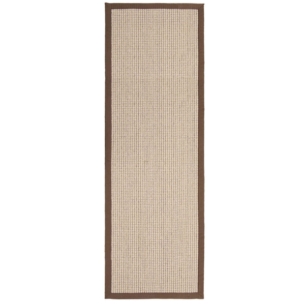 Sisal Boucle Mocha Runner- a jute wool blend runner with a mocha border. 