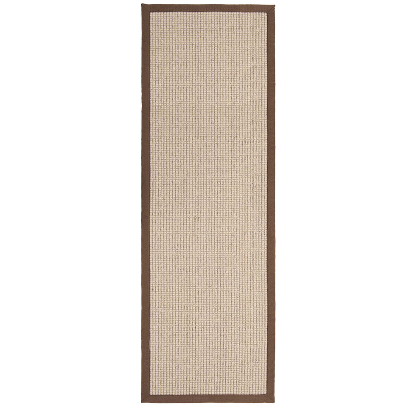 Sisal Boucle Mocha Runner- a jute wool blend runner with a mocha border. 