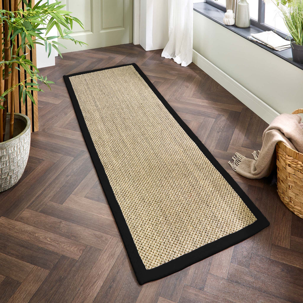 Sisal Runner- 100% Sisal runner with a black border. 