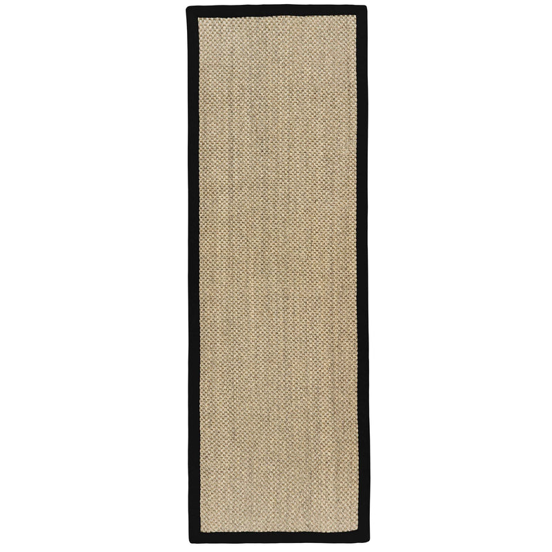 Sisal Light Beige with Black Border Runner with a black border and a beige textured centre.