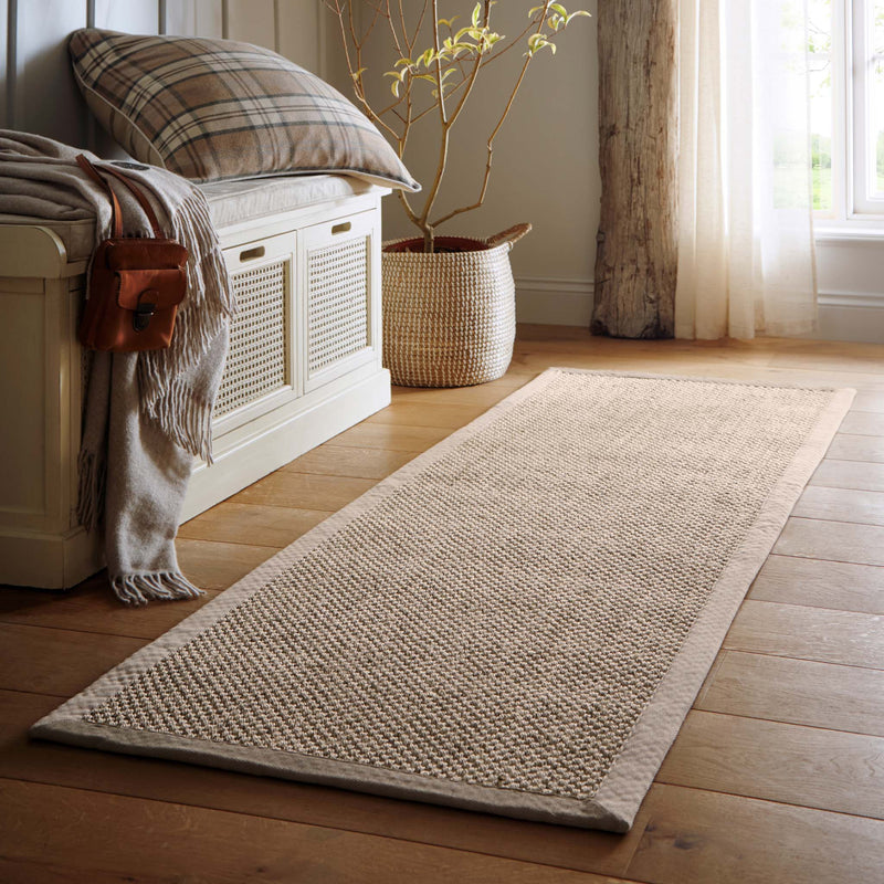 Sisal Light Beige with Sand Border Runner - a 100% sisal beige runner featuring a sand border.
