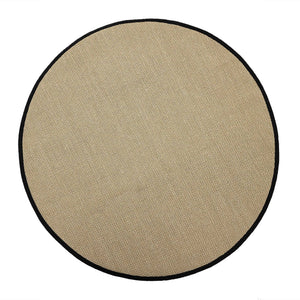 Sisal Light Beige with Black Border Rug Circle