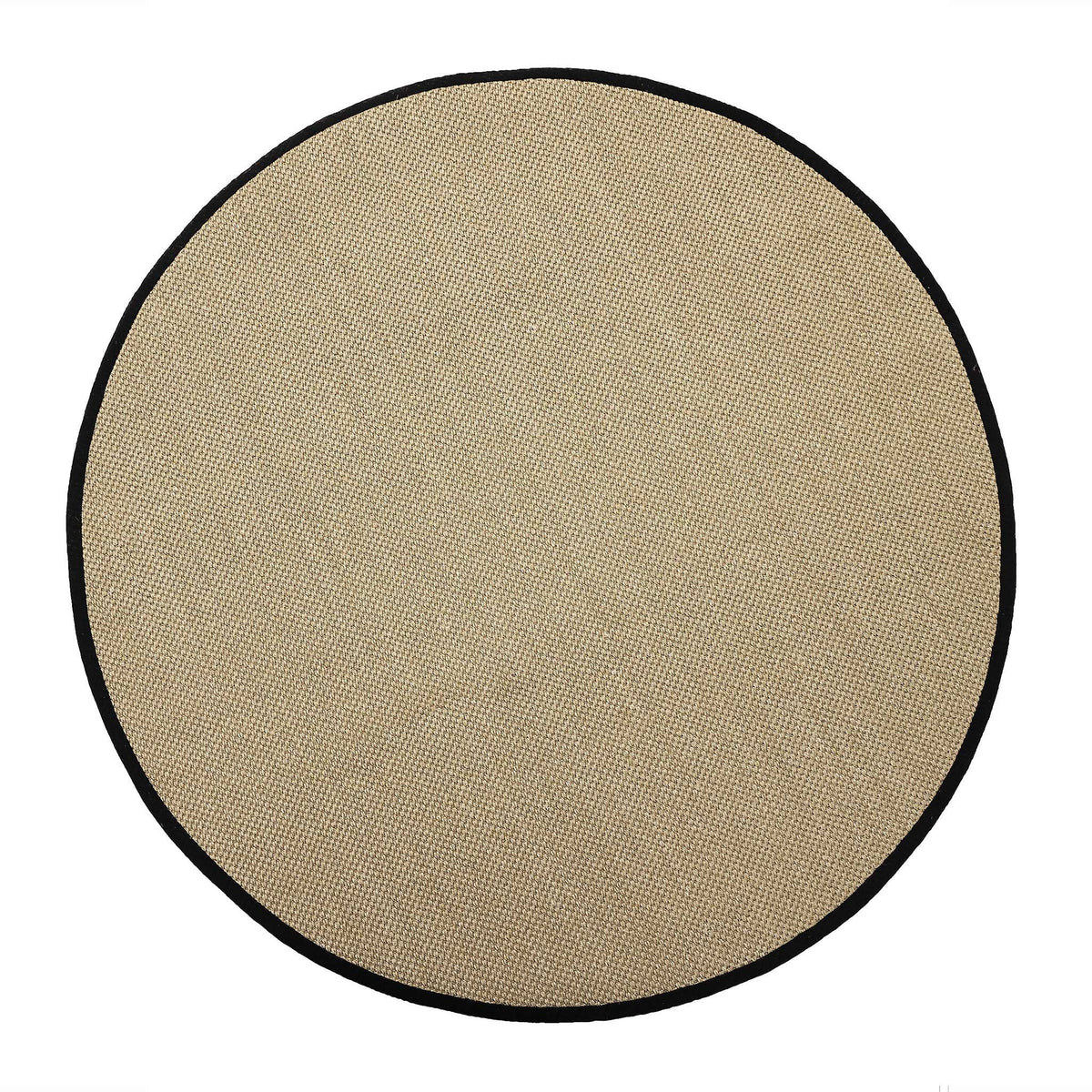Sisal Light Beige with Black Border Rug Circle