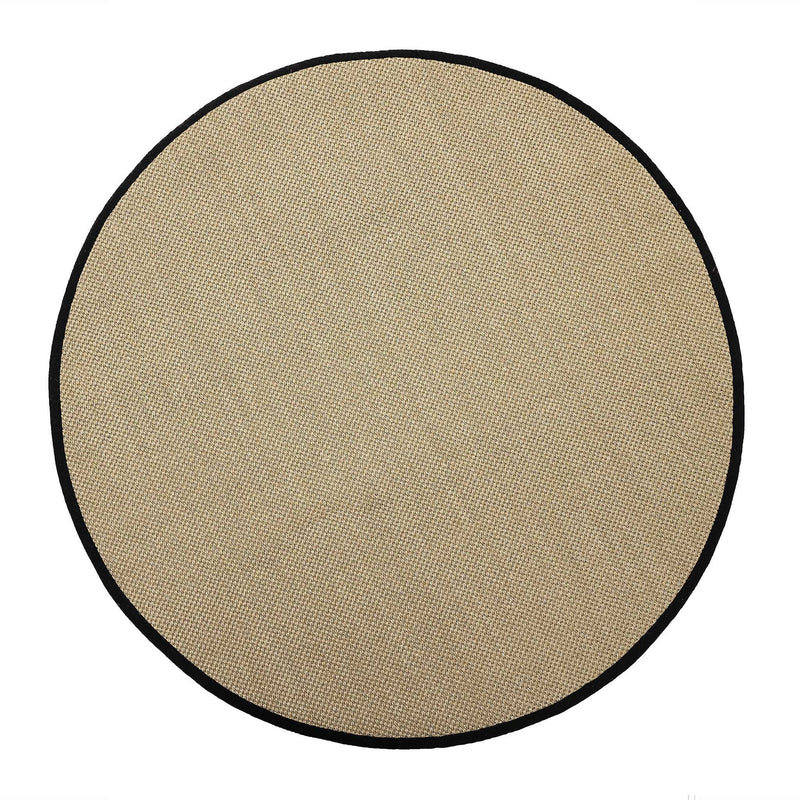Sisal Light Beige with Black Border Rug Circle