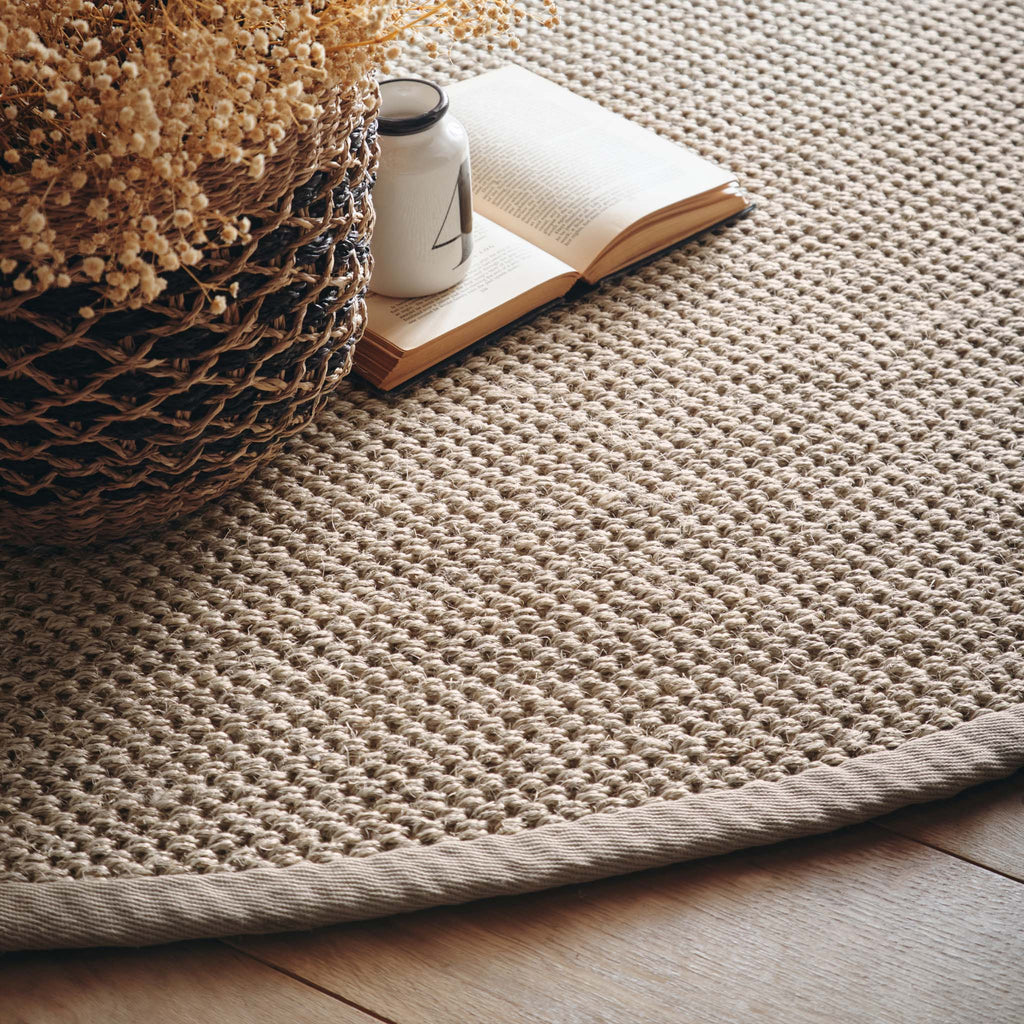 Sisal  Light Beige with Sand Border Rug- a 100% sisal rug in beige. 