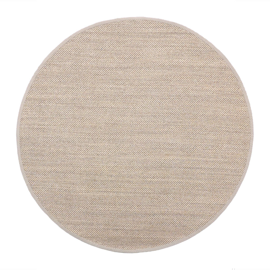 Sisal Rug Light Beige with Sand Border Circle