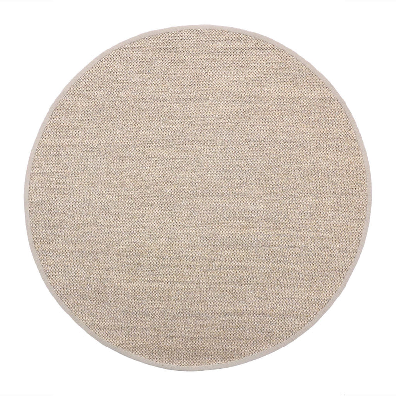Sisal Rug Light Beige with Sand Border Circle