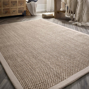 Sisal  Light Beige with Sand Border Rug- a 100% sisal rug in beige. 