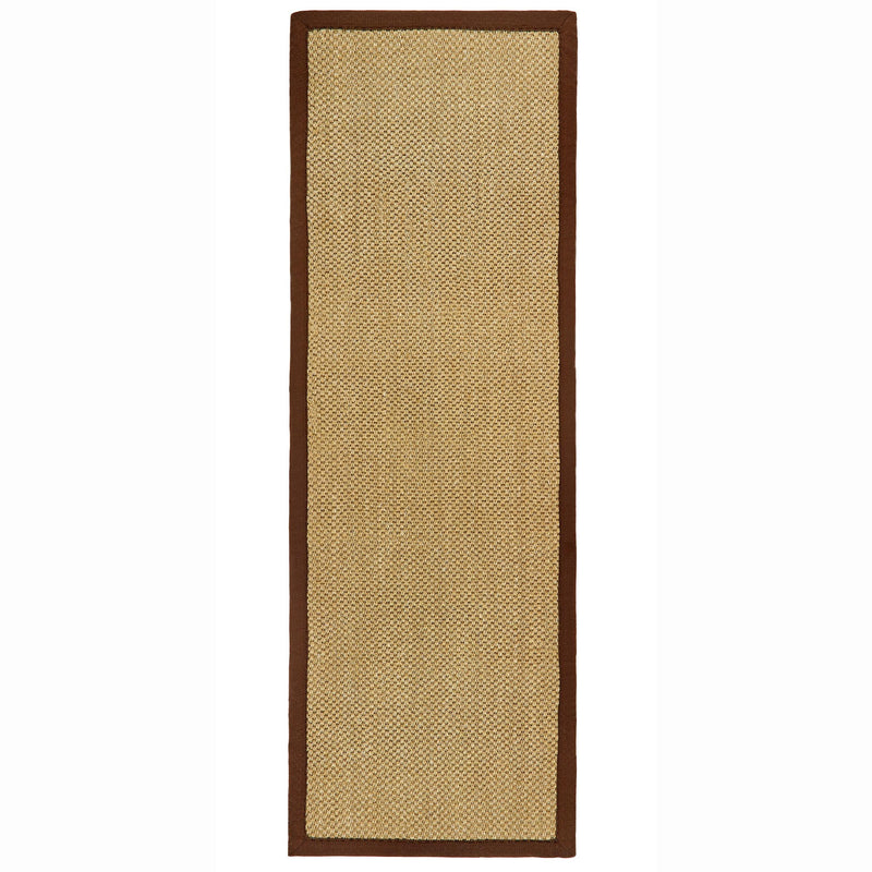 Sisal Natural with Dark Brown Border Rug Runner made from 100% sisal in a neutral colour. 
