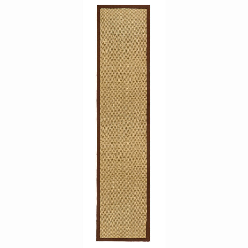 Sisal Natural with Dark Brown Border Rug Runner made from 100% sisal in a neutral colour. 