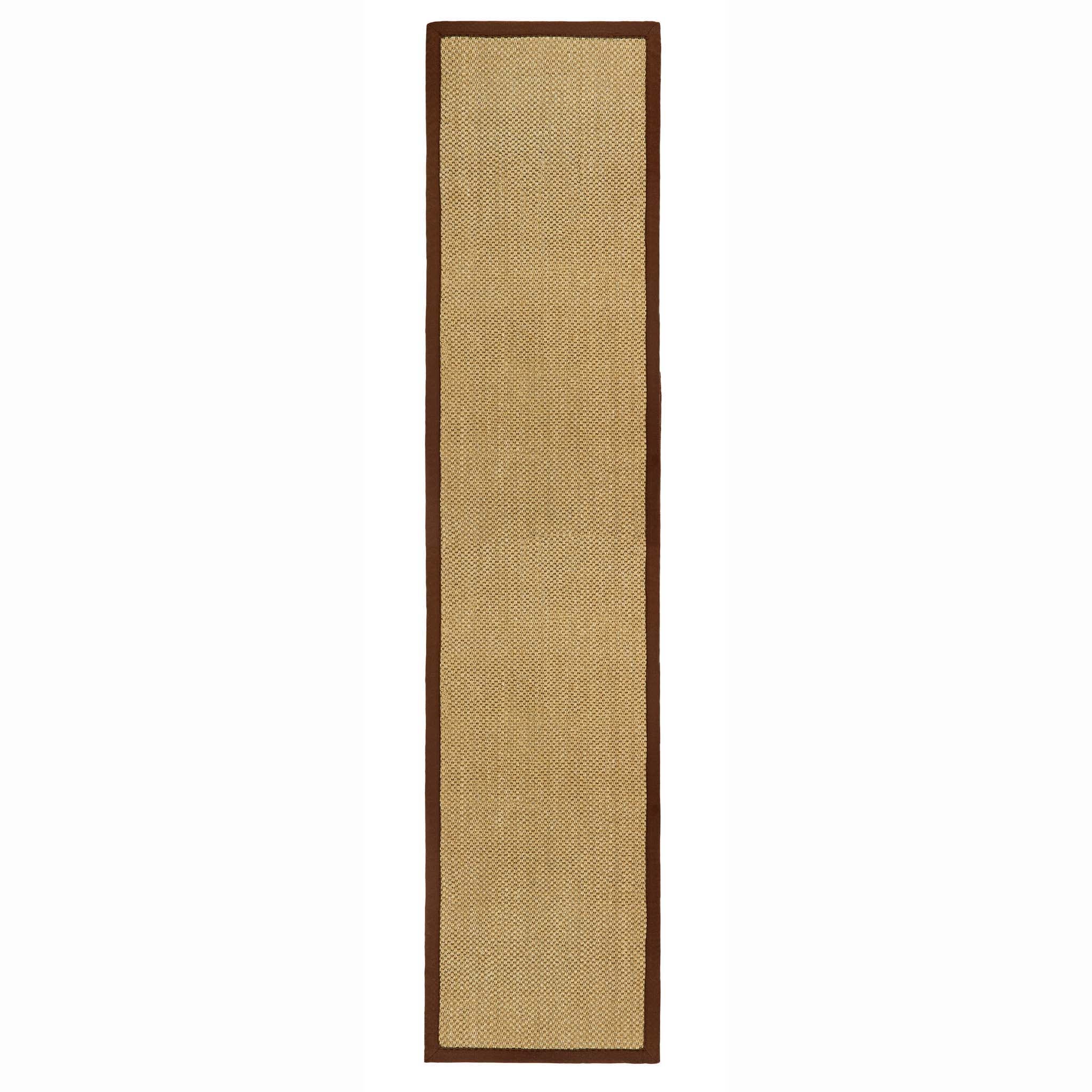 Sisal Natural with Dark Brown Border Rug Runner made from 100% sisal in a neutral colour. 