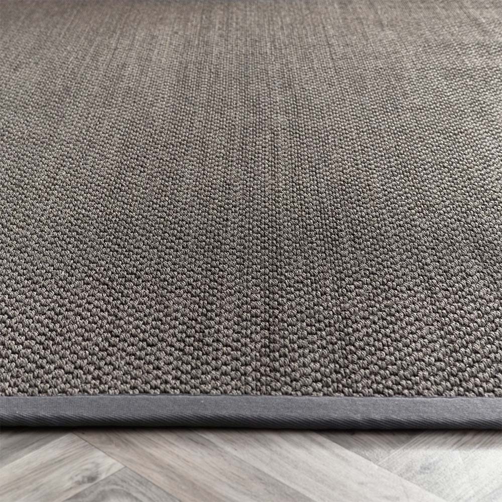 Sisal Grey with Dark Grey Border Rug made from 100% sisal in  a solid grey. 