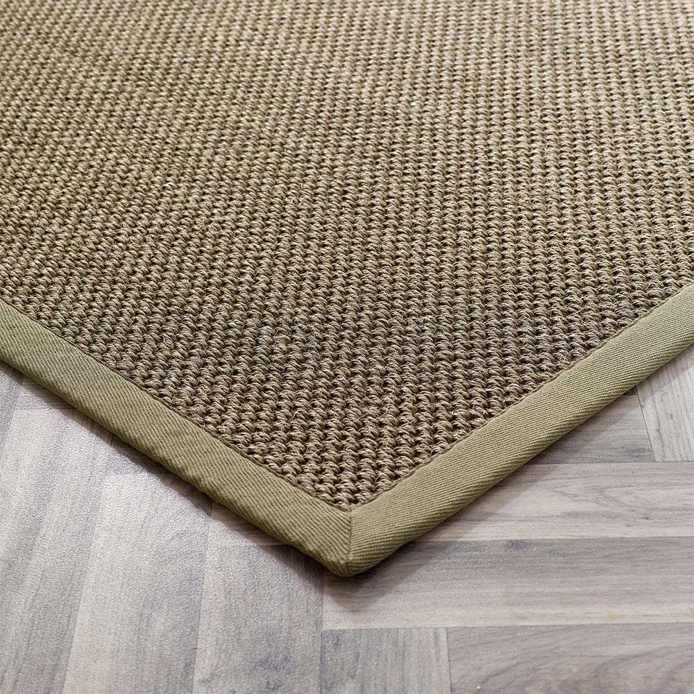 Sisal Rug Green with Sage Green Border made from 100% sisal in a solid green colour. 