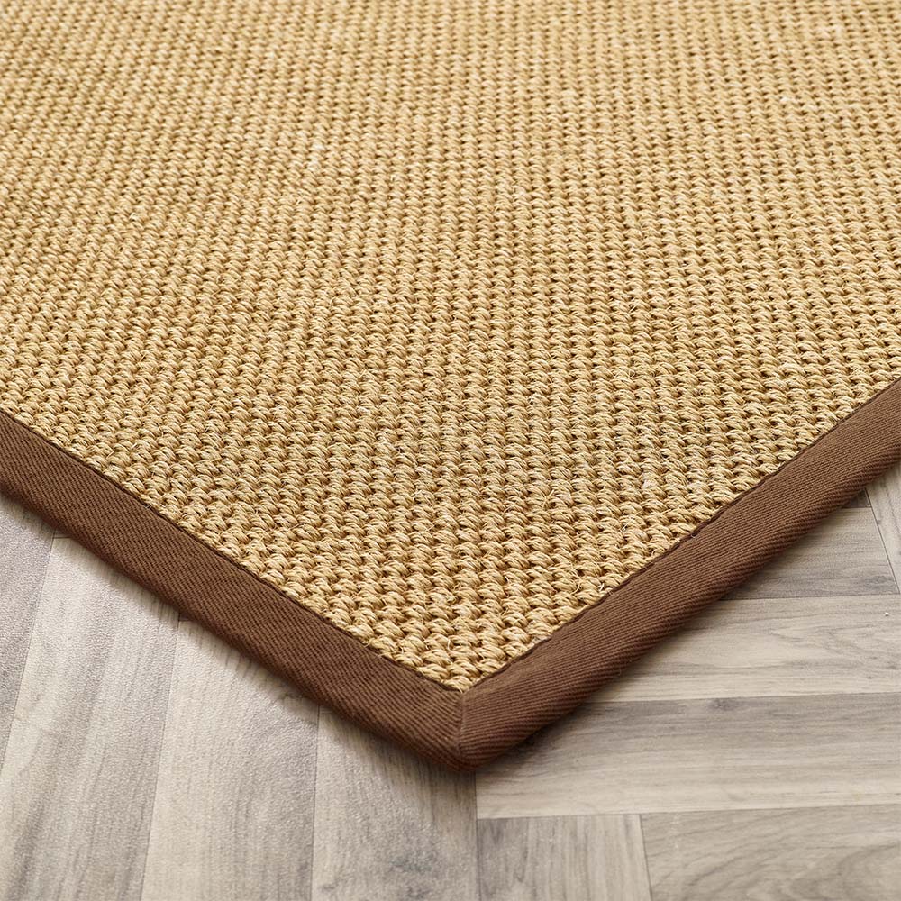Sisal Natural with Dark Brown Border Rug Runner made from 100% sisal in a neutral colour. 