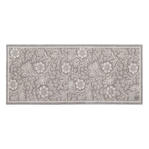Soft Floral Washable Doormat- a cotton doormat featuring an elegant white floral pattern.