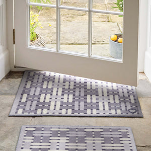 Soft Weave Grey Washable Doormat- 100% recycled cotton doormat featuring a woven style pattern.