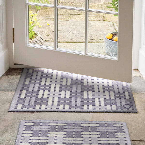 Soft Weave Grey Washable Doormat- 100% recycled cotton doormat featuring a woven style pattern.