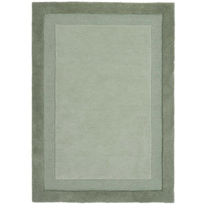 Stacked Borders Soft Green Rug. Made from 100% wool featuring a border design.