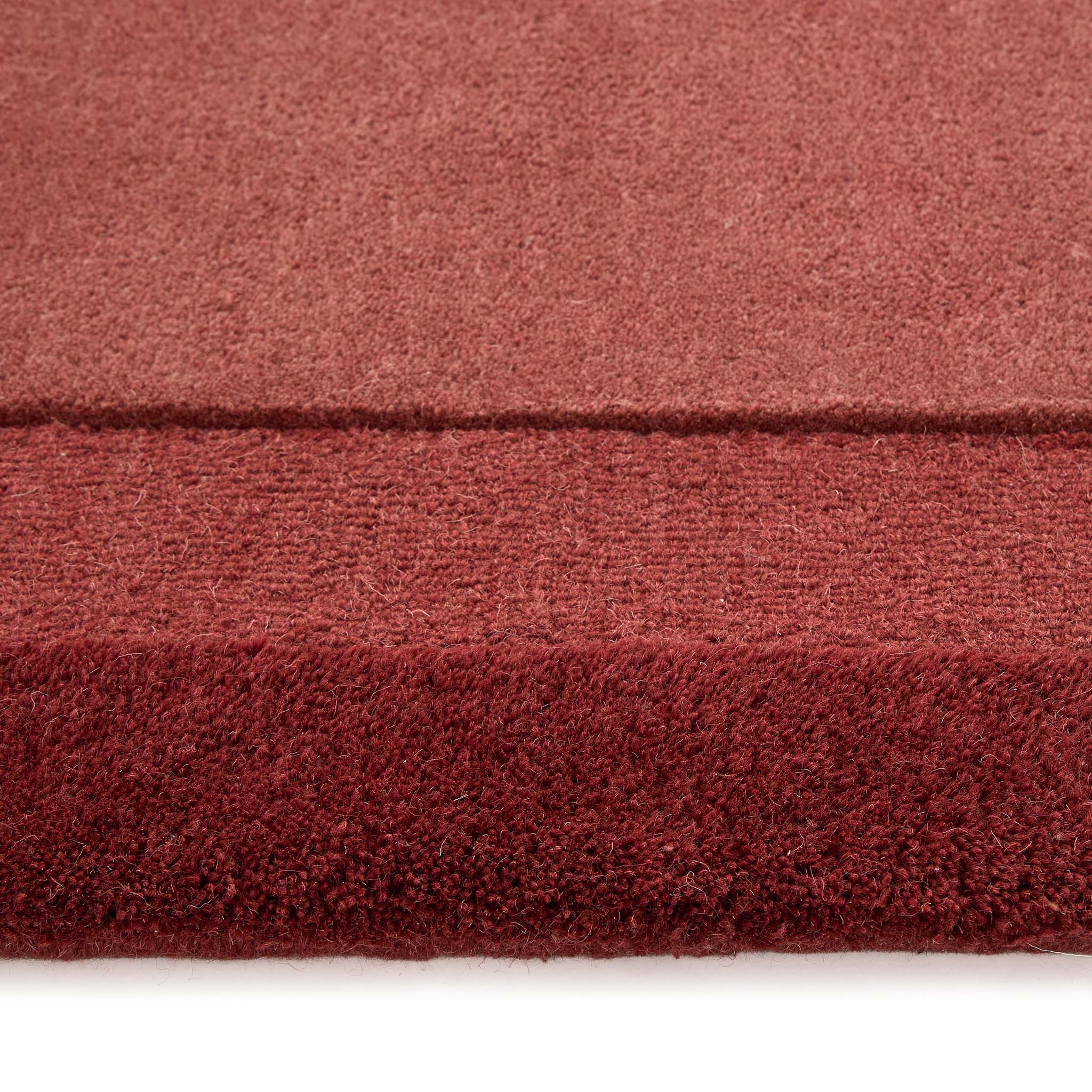 Stacked Borders Wine Red Rug- 100% wool rug with two shades of red. 
