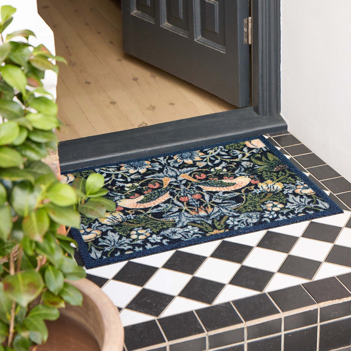 Strawberry Thief Navy Outdoor Doormat