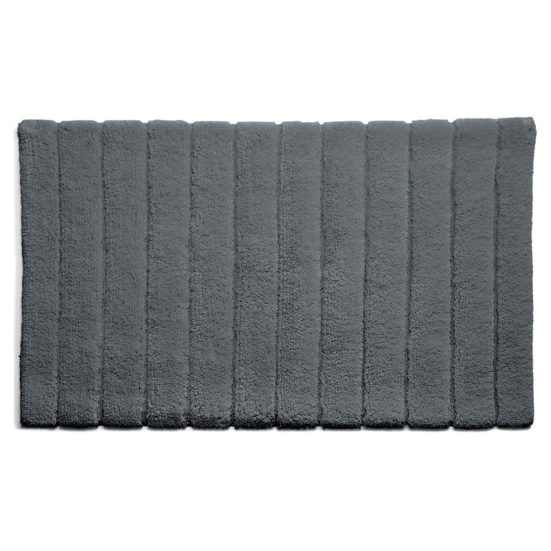 Bamboo Graphite Stripe Bath Mat - 100% bamboo bath mat featuring a dark grey carved stripe pattern.