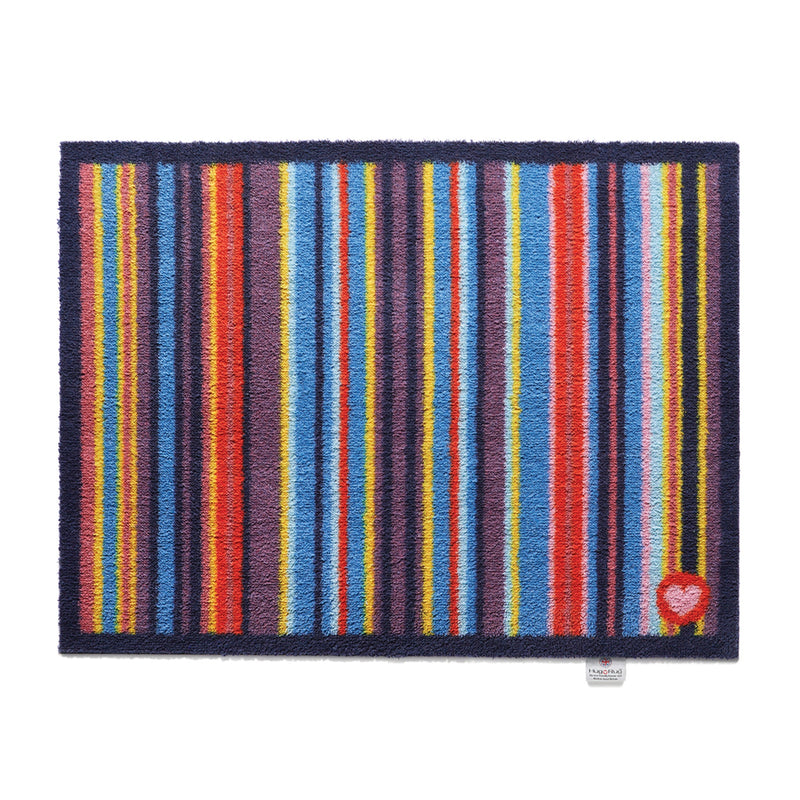 Stripe 85 Multi Washable Doormat made from 100% recycled cotton, featuring a bright striped design. 