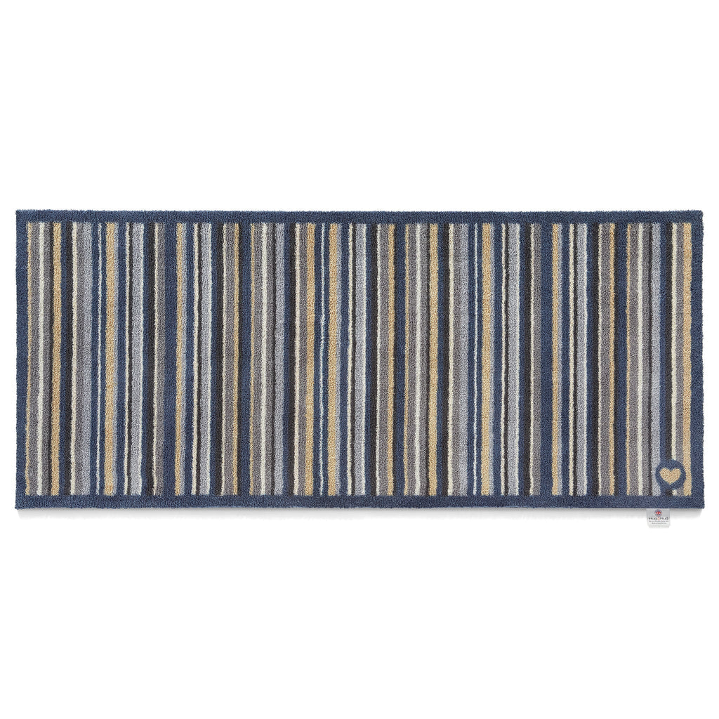 Stripe 88 Blue Grey Washable Runner 4