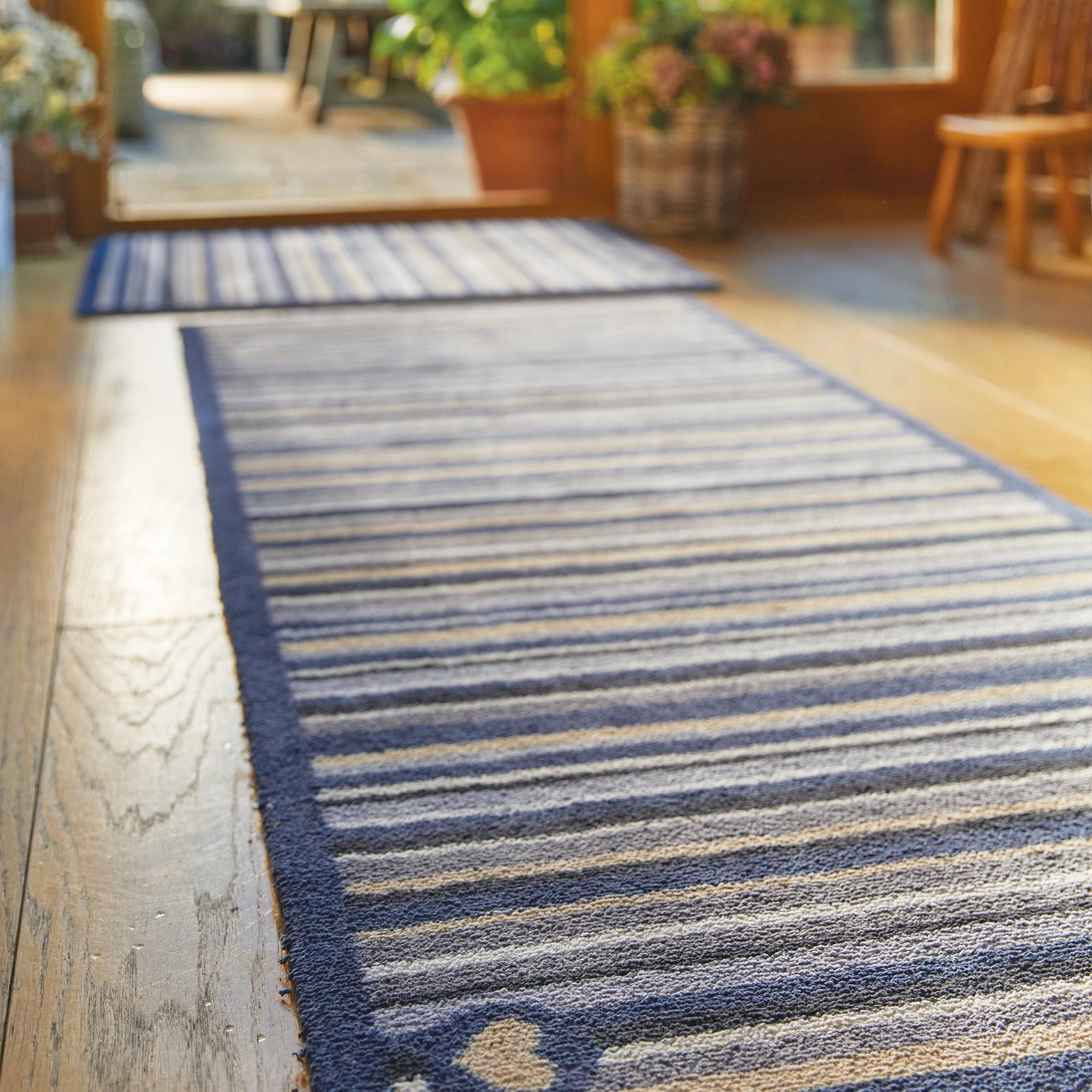 Stripe 88 Washable Runner- a 100% recycled cotton runner featuring muted coloured stripes. 