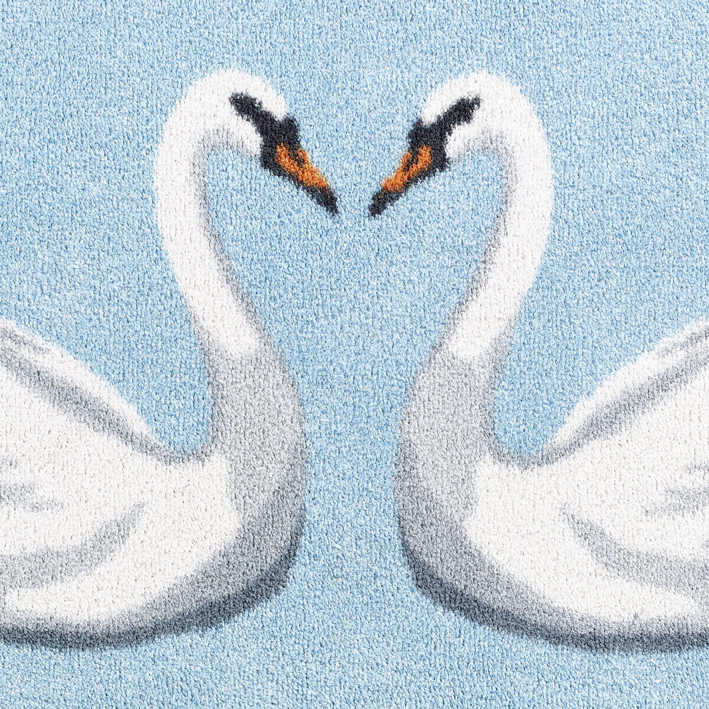 Swan 1 Blue Cotton Washable Doormat 4