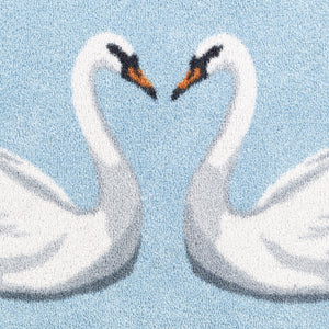 Swan 1 Blue Cotton Washable Doormat 4