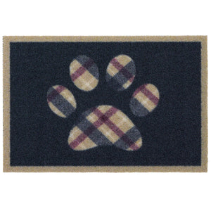 Tartan Paw Outdoor Doormat- 100% recycled nylon doormat featuring a tartan paw print. 