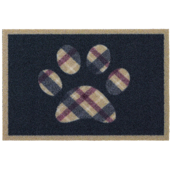 Tartan Paw Outdoor Doormat- 100% recycled nylon doormat featuring a tartan paw print. 