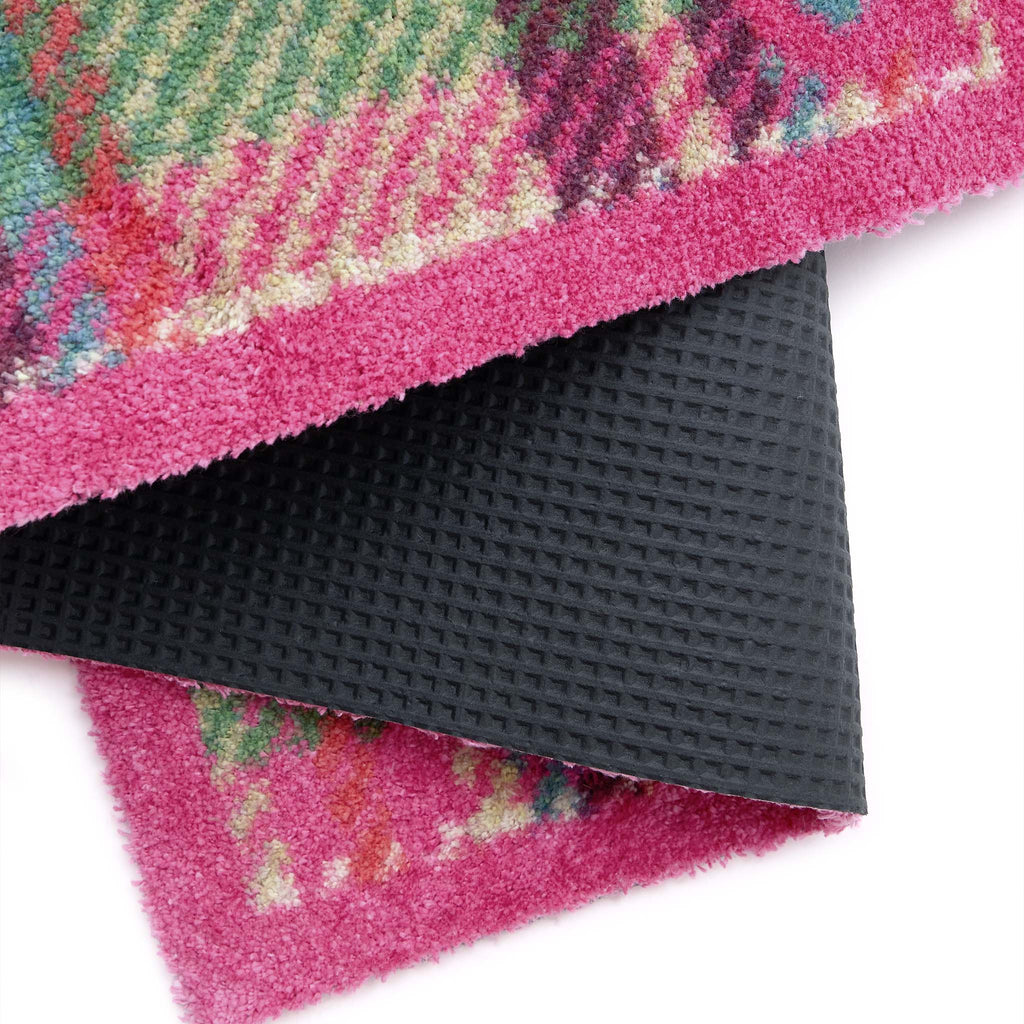 Tartan Pink/Green Washable Runner- 100% recycled cotton runner featuring a pink and green tartan design.