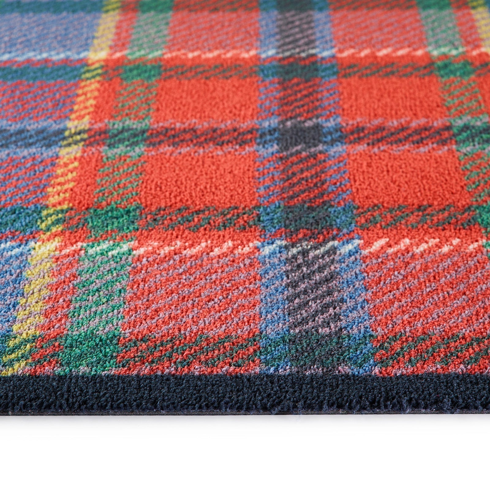 Tartan Red/Blue Washable Runner - a 100% recycled cotton runner featuring a traditional tartan design in red and blue. 
