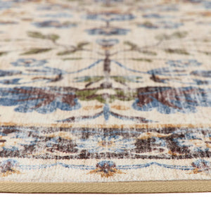Close-up of Cottage Garden Eco-Washable Circle Rug with a floral design.