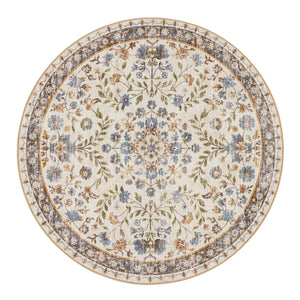 Cottage Garden Eco-Washable Circle Rug with a floral design.