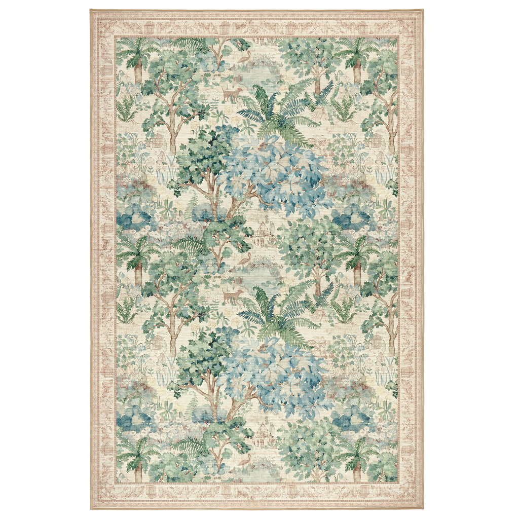 The Stumpery Fern Eco-Washable Rug with a nature inspired pattern. 