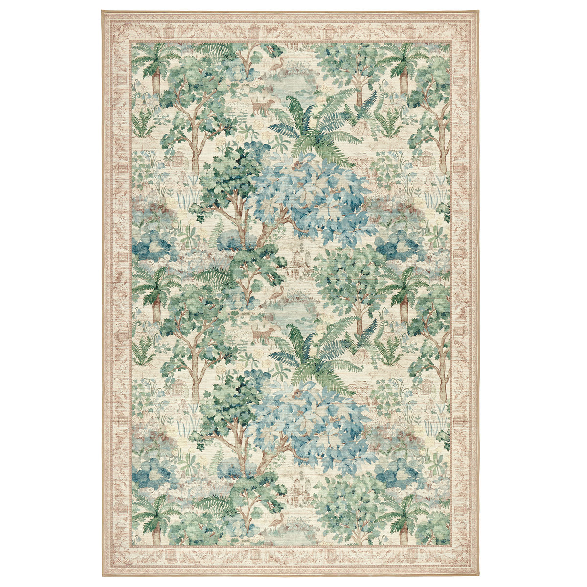 The Stumpery Fern Eco-Washable Rug with a nature inspired pattern. 