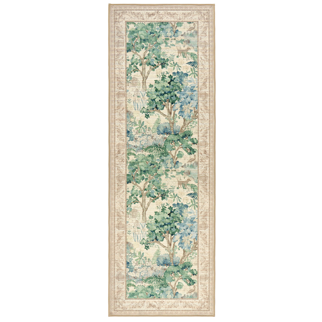 The Stumpery Fern Eco-Washable Runner with a nature inspired pattern. 