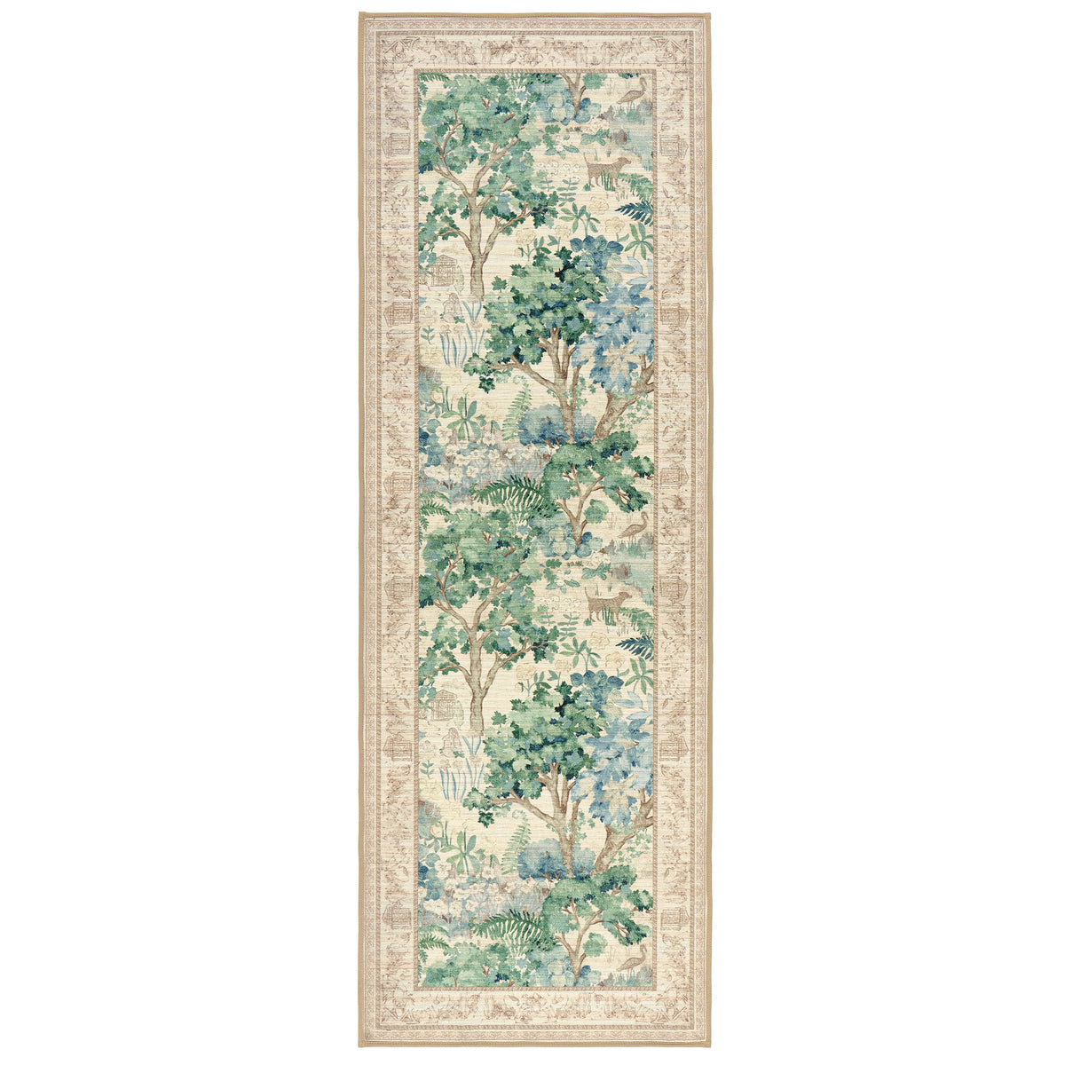 The Stumpery Fern Eco-Washable Runner with a nature inspired pattern. 