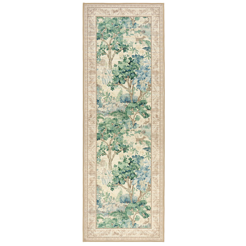The Stumpery Fern Eco-Washable Runner with a nature inspired pattern. 