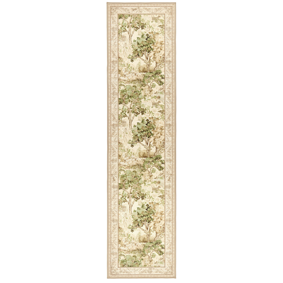 The Stumpery Lichen Eco-Washable Runner with a nature inspired pattern. 