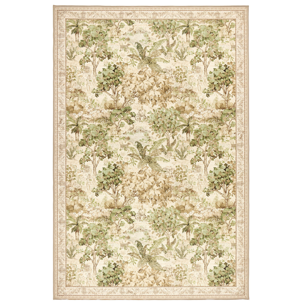 The Stumpery Lichen Eco-Washable Rug with a nature inspired pattern. 