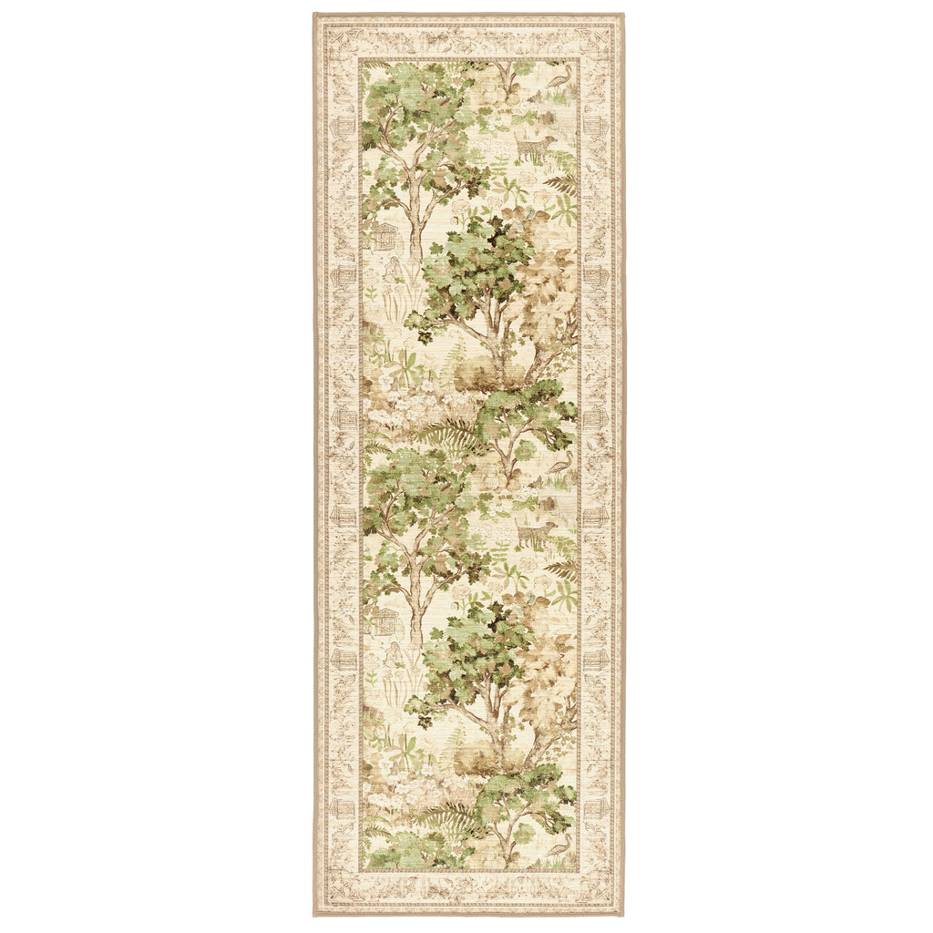 The Stumpery Lichen Eco-Washable Runner with a nature inspired pattern. 