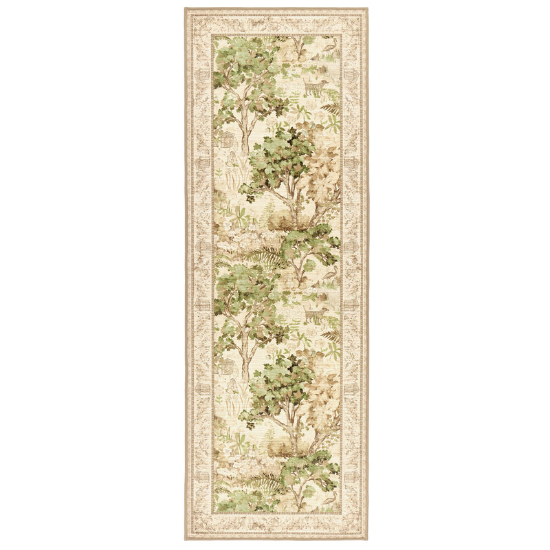 The Stumpery Lichen Eco-Washable Runner with a nature inspired pattern. 