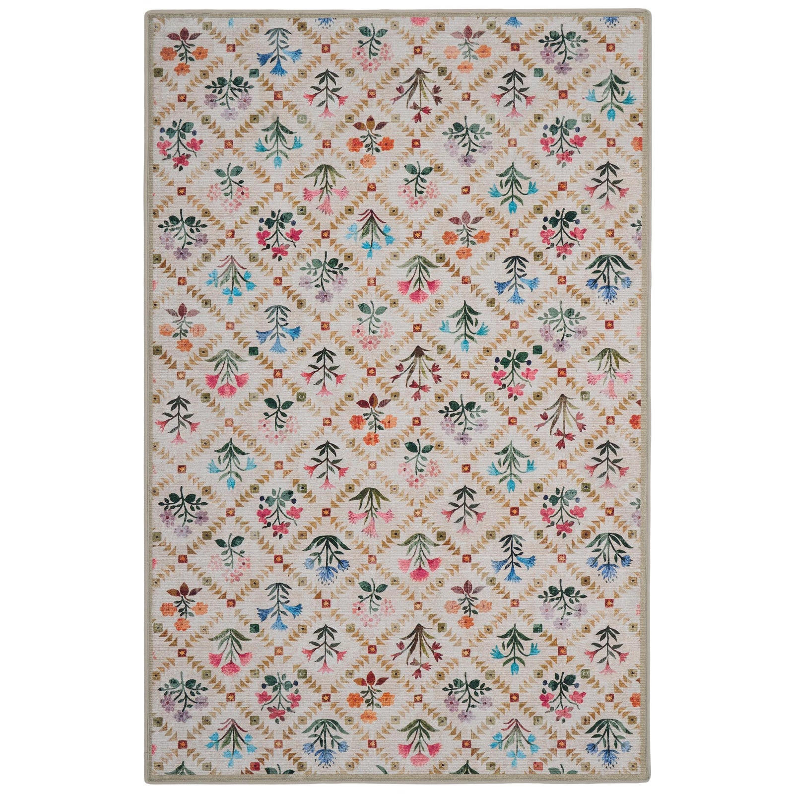 The Wildflower Patch Eco-Washable Rug made from 100% recycled materials, featuring a wildflower inspired design.