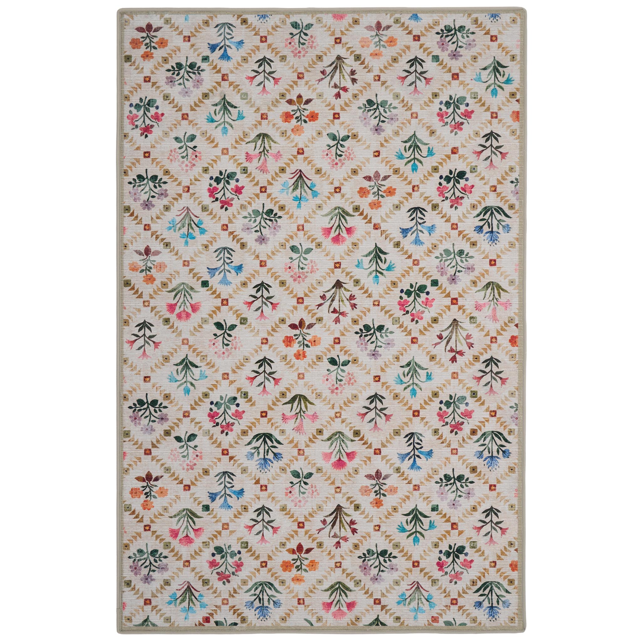 The Wildflower Patch Eco-Washable Rug made from 100% recycled materials, featuring a wildflower inspired design.