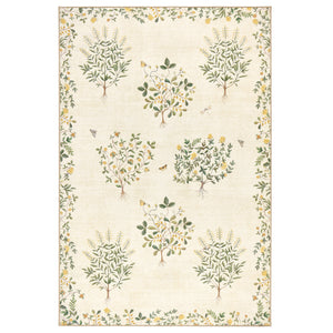 Thyme Walk Lichen & Gooseberry Eco-Washable Rug with a nature inspired pattern. 