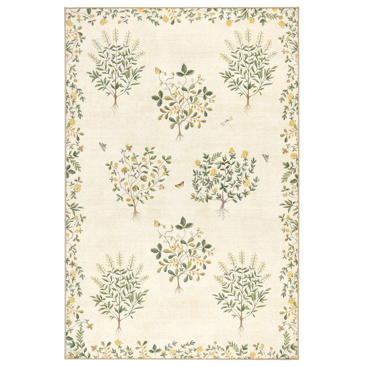 Thyme Walk Lichen & Gooseberry Eco-Washable Rug with a nature inspired pattern. 