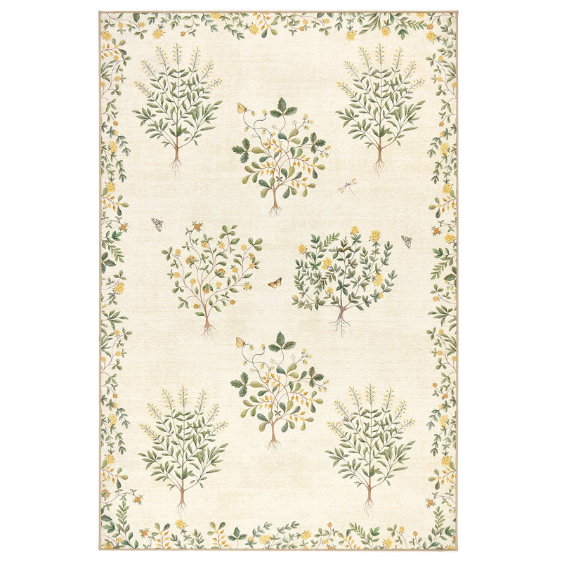 Thyme Walk Lichen & Gooseberry Eco-Washable Rug with a nature inspired pattern. 